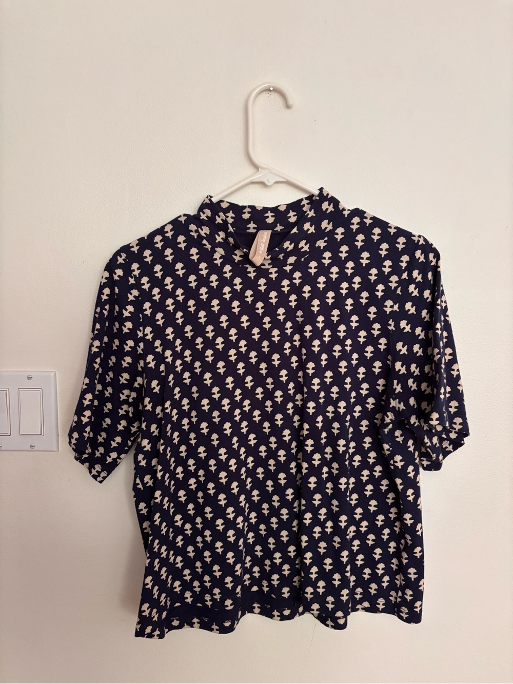 Mata Traders Navy Blue Printed organic cotton Short Sleeve Top